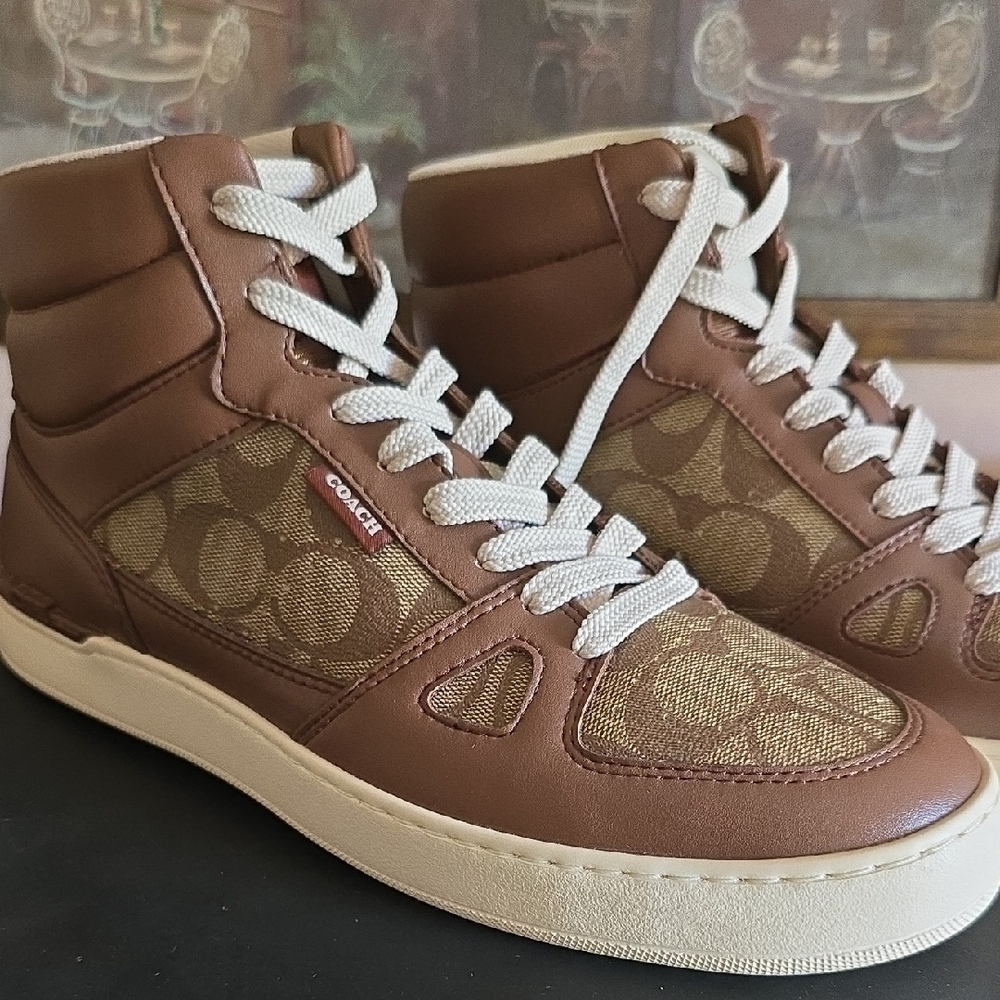 Coach Brown Retro High-Top Sneakers